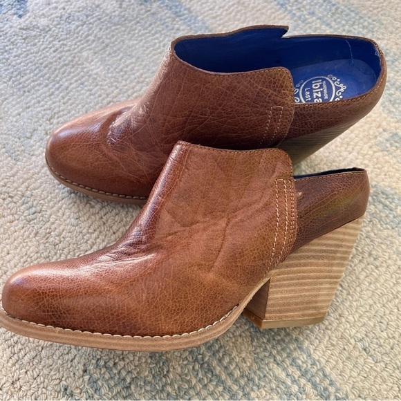 JEFFREY CAMPBELL MULES Western Ibiza Brown Leather Stack Heel Booties Size 8.5 - Picture 4 of 13